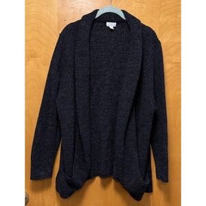 Market & Spruce Tabatha Cocoon Cardigan Open Front Waffle Knit Minimal Black 3XL
